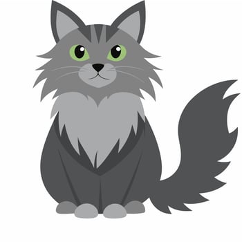 Cute cartoon grey cat isolated on white background.Suitable for educational poster, logo, children's books and encyclopedias. vector
