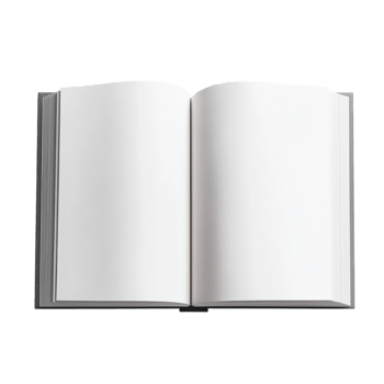 White book open top view full length 3D rendering against transparent background png