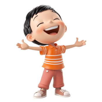 PNG Adorable 3D Render of a Happy Singing Boy Against Transparent Background for Entertainment Designs, Youthful Themes, or Cartoon Illustrations