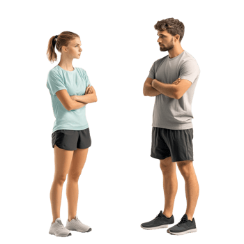 A young female coach training a young guy and lady against a transparent background png