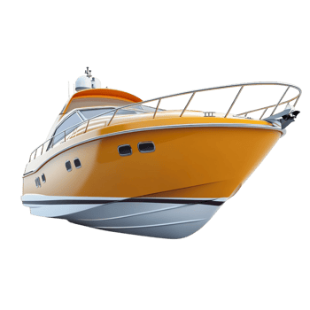 Motorboat 3D illustration against a transparent background png