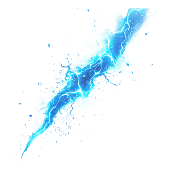 Blue Lightning Effect Isolated Against a transparent Background png