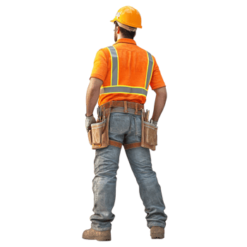 Back View of Construction Worker Looking at Something - 3D Rendering png