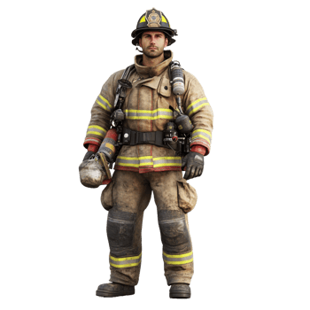 Male firefighter on a transparent background png