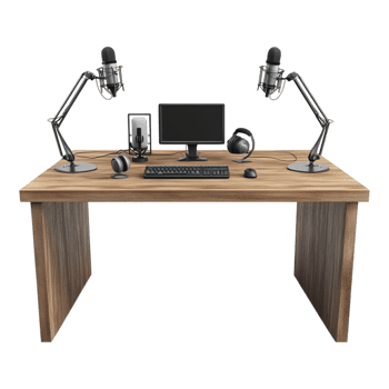 Podcast table isolated against a transparent background png