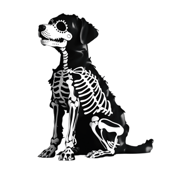 Dog Wearing Skeleton Costume for Halloween Vector Silhouette png