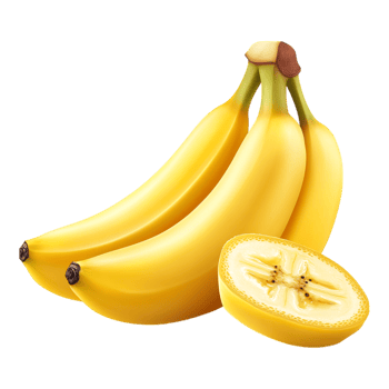 Banana with Banana Slice Isolated Against White Background png