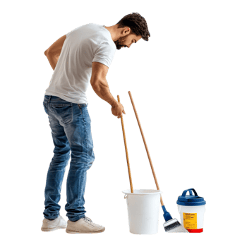 Man Tidying Up His Home Against a Transparent Background png