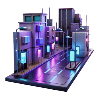 Neon Cityscape in a Night Street View of Futuristic Design png