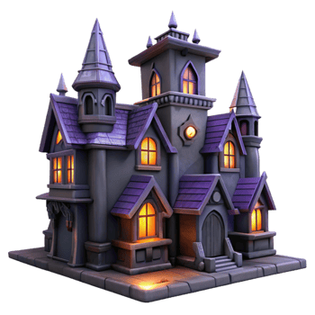 Enchanted Castle Three Dimensional Model with Magical Elements and Fairytale Design png