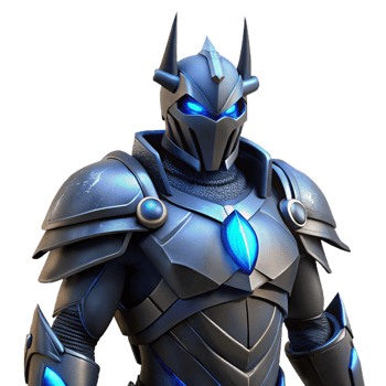 Cybernetic Knight Armored Fantasy Figure in a Dynamic Three Dimensional Scene of Adventure png