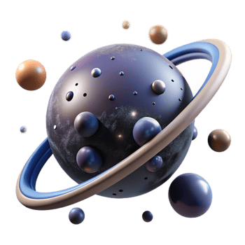Cosmic Sphere with Ring System A conceptual 3D depiction of a cosmic sphere with a ring system, focusing on vibrant colors and dynamic design. png