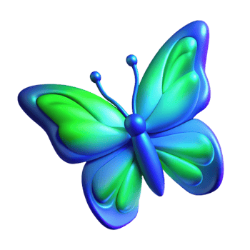 wonderful traditional Vibrant Blue Green Butterfly in a Lively Three Dimensional Render of Wildlife premium png
