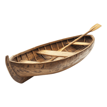 Wooden Boat with Paddle Isolated Against transparent Background png