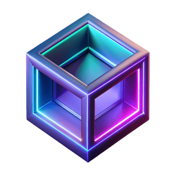 Neon Cube in a Three Dimensional Render with Futuristic Design and Bright Display png