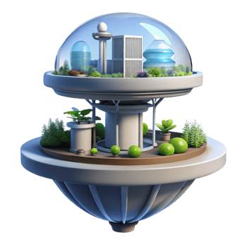 Eco-City Dome as a Sustainable Future in a Visionary Three Dimensional Scene of Urban Design png