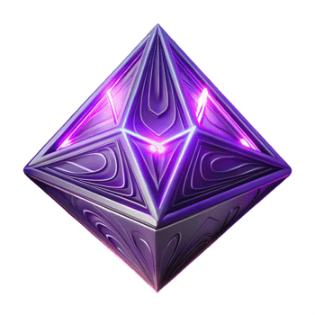 Glowing Purple Crystal Geometry Radiant geometric shapes crafted from purple crystals, illuminating the digital realm with their glow. png