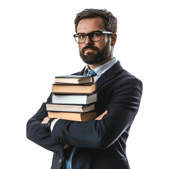 School Teacher with Books for Lecture Isolated on White Background png