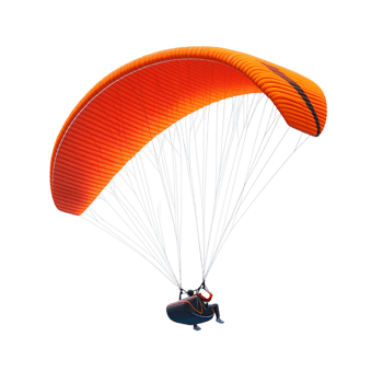 PNG 3D Paraglider Flying Over the Coast Against Transparent Background for Adventure Designs, Travel Themes, or Outdoor Illustrations