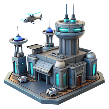 Futuristic City Complex A visionary depiction of a city complex crafted in a stunning three-dimensional model, capturing the essence of urban innovation. png