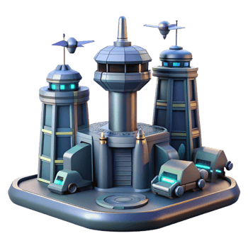 Futuristic City Center Complex - A dynamic depiction of a futuristic city center complex blending advanced technology with urban design png