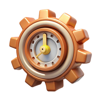Gear Clock Time Management Concept in a Thoughtful Three Dimensional Scene of Enchantment png