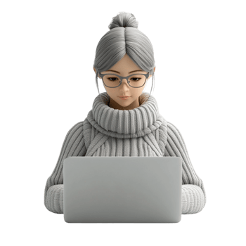 PNG 3D Render of a Woman Working on a Laptop Against Transparent Background for Remote Work, Productivity Themes, or Technology Illustrations