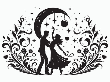 Romantic Couple Dancing with Floral vector