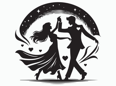 Smart Couple Dancing with Rainbow vector