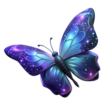 Cosmic Butterfly with Galaxy Wings in a Stunning Three Dimensional Render of Cosmic Beauty png