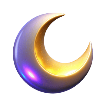 Crescent Moon Golden Glow in a Radiant Three Dimensional Scene of Enchantment png