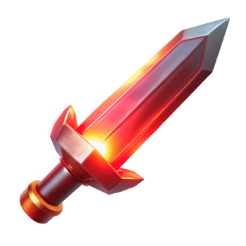 Glowing Red Crystal Sword as a Legendary Weapon of Power png