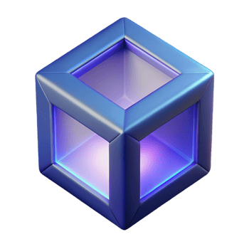 Glowing Cube 3D Render A radiant cube crafted from glowing materials, illuminating the digital realm with its vibrant light. png