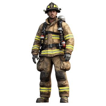 Male firefighter on a transparent background png