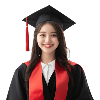 Smiling Asian Female Graduate Isolated on transparent Background png