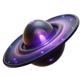Cosmic Ringed Planet 3D Render - A mystical 3D render of a planet with cosmic rings capturing its celestial beauty and ethereal presence png