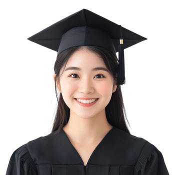 Smiling Asian Female Graduate Isolated on transparent Background png