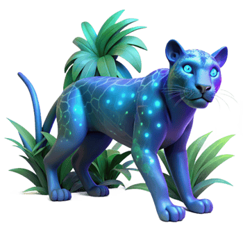 Glowing Big Cat Roaming Stealthily in the Lush Jungle png