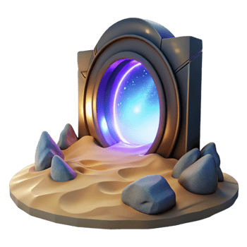Desert Portal as a Sci-Fi Gateway with Futuristic Design and Enigmatic Atmosphere png
