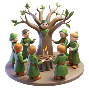 Gathering Around a Sacred Tree png