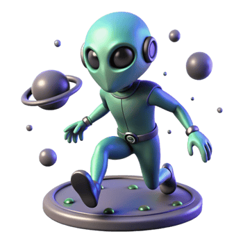 Alien Running on Planet - A dynamic depiction of an alien running on a planet capturing the essence of extraterrestrial adventure and exploration png