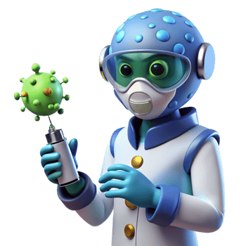 Virus Research Scientist and Vaccine - A dynamic depiction of a scientist conducting virus research with a vaccine capturing the essence of scientific discovery and medical advancement png