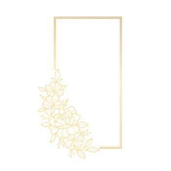 Gold frame with flowers on a white background vector