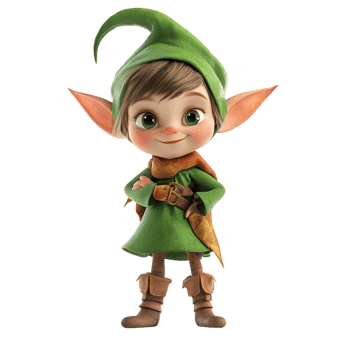PNG Cute Elf 3D Rendering Against White Background
