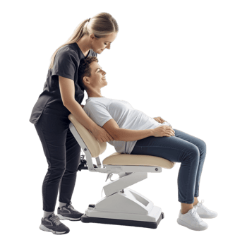 Nurse assisting a patient during an osteopathy session, showcasing healthcare and treatment, isolated on a transparent background png