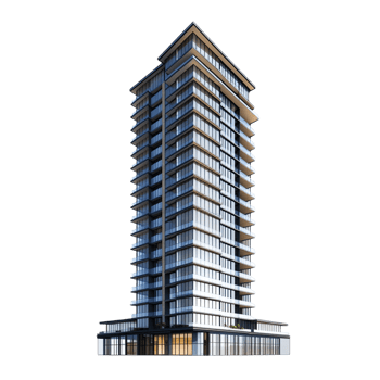 Skyscraper Residential 3D Rendering Against transparent Background png