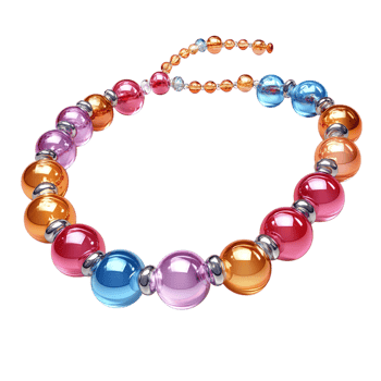 Beaded Necklace 3D Rendering Against White Background png