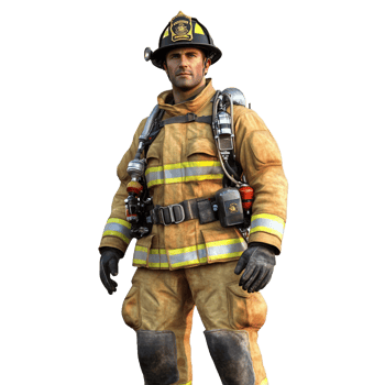 Male firefighter on a transparent background png