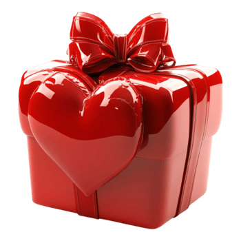 PNG Heart and Gift Box Against Transparent Background Realistic Design for Romantic Gift Ideas, Valentine's Day Projects, or Love-Themed Decorations