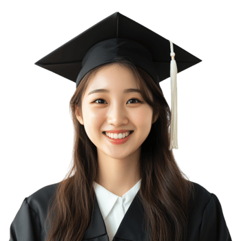 Smiling Asian Female Graduate Isolated on transparent Background png